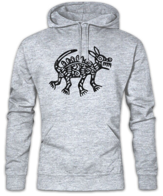 Aztec Dog Hoodie Kapuzenpullover Azteken Tattoo Indianer Stamm Symbol Hund Hunde