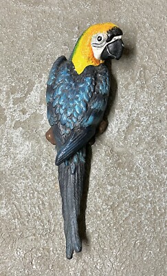 Blue Macau Parrot Cast Iron Tropical Wall Mounted Decor, 14  x 4 