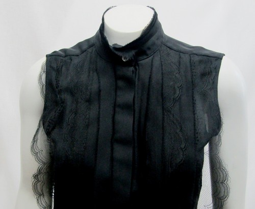NWOT OSCAR DE LA RENTA Black Sleeveless Button Down Lace Top 2 2012 Silk Lace - Picture 2 of 6
