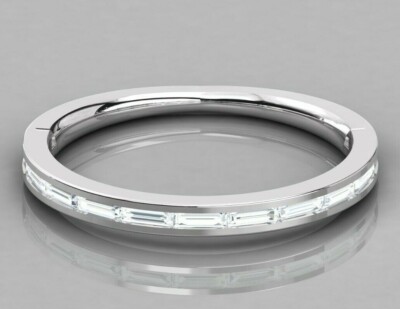 Kanal Set Baguetteschliff Ehering in Platin stapelbar passender Band