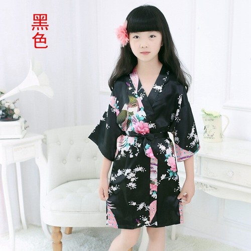 Girls Ice Silk Sleep Robes Chinese Traditional Kimono Robe Summer Bathrobe - Picture 10 of 28