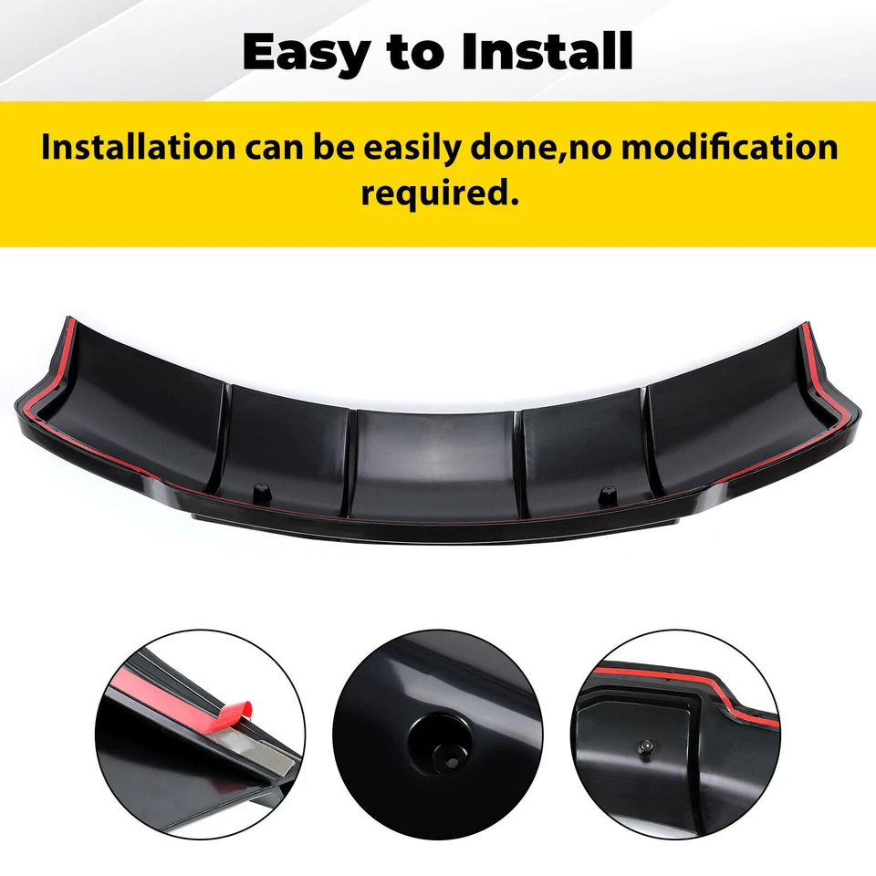 For Tesla Model 3 2017-2023 Black Rear Bumper Lip Diffuser Kit W/ Hardware Foto 4 de 4