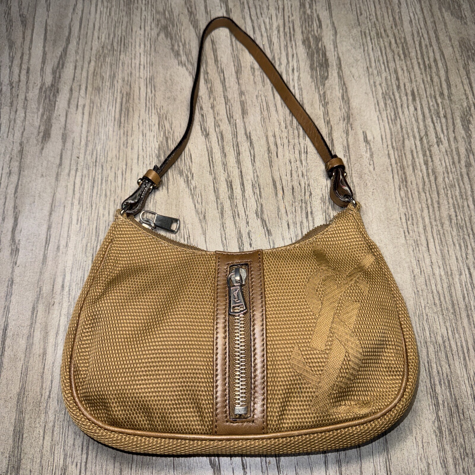 Borsa a mano YSL Yves Saint Laurent ricamata vintage piccola marrone