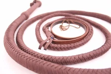 Nylon Bullwhip 8 Feet, 12 Plaited Heavy Duty Dark Brown Bull Whip