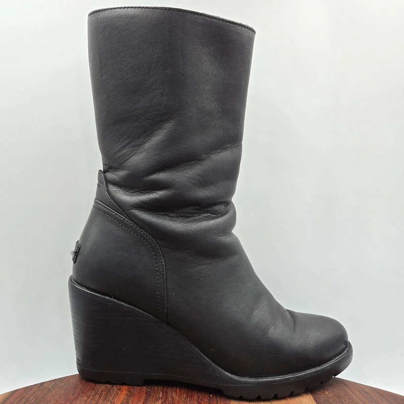 sorel after hours leather mid calf zip wedge waterproof boots