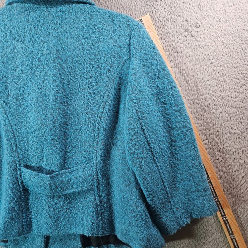 NWT Cabi Cropped Suit Blazer Jacket Women Sz 16 Wool Blend Turquoise Lined - Picture 15 of 18