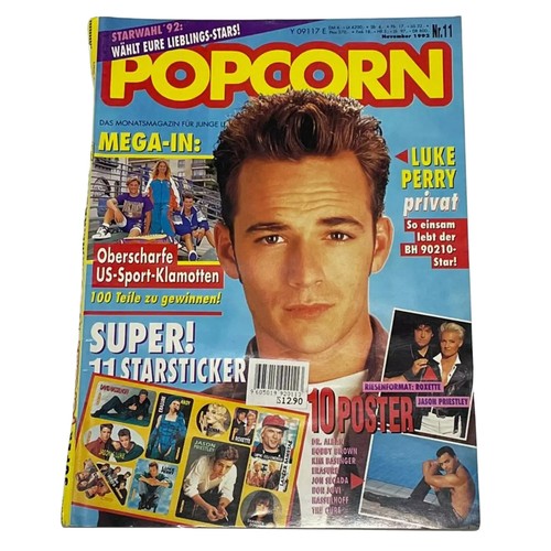 Vintage POPCORN German Music Magazine,NOV 1992,Luke Perry,Jon Secada,Dr Alban - Imagen 1 de 12