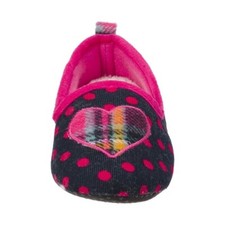 NWT Dearfoams Kids Slippers Black and Pink Heart
