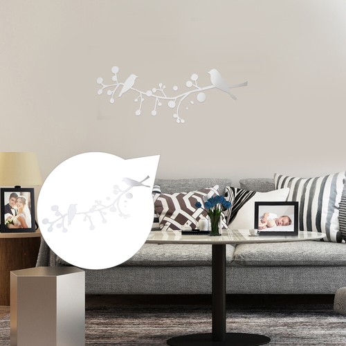 DIY Mirror Wall Sticker Removable Stickers Decals Branch Bird eBay