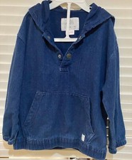 ZARA Kids Blue Denim Hoodie Girls Unisex 3/4 Years Button Close Jean