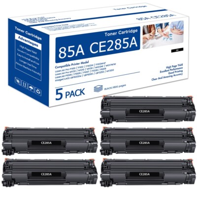 5PK CE285A Black Toner Compatible with HP LaserJet P1102 P1102W M1212NF MFP