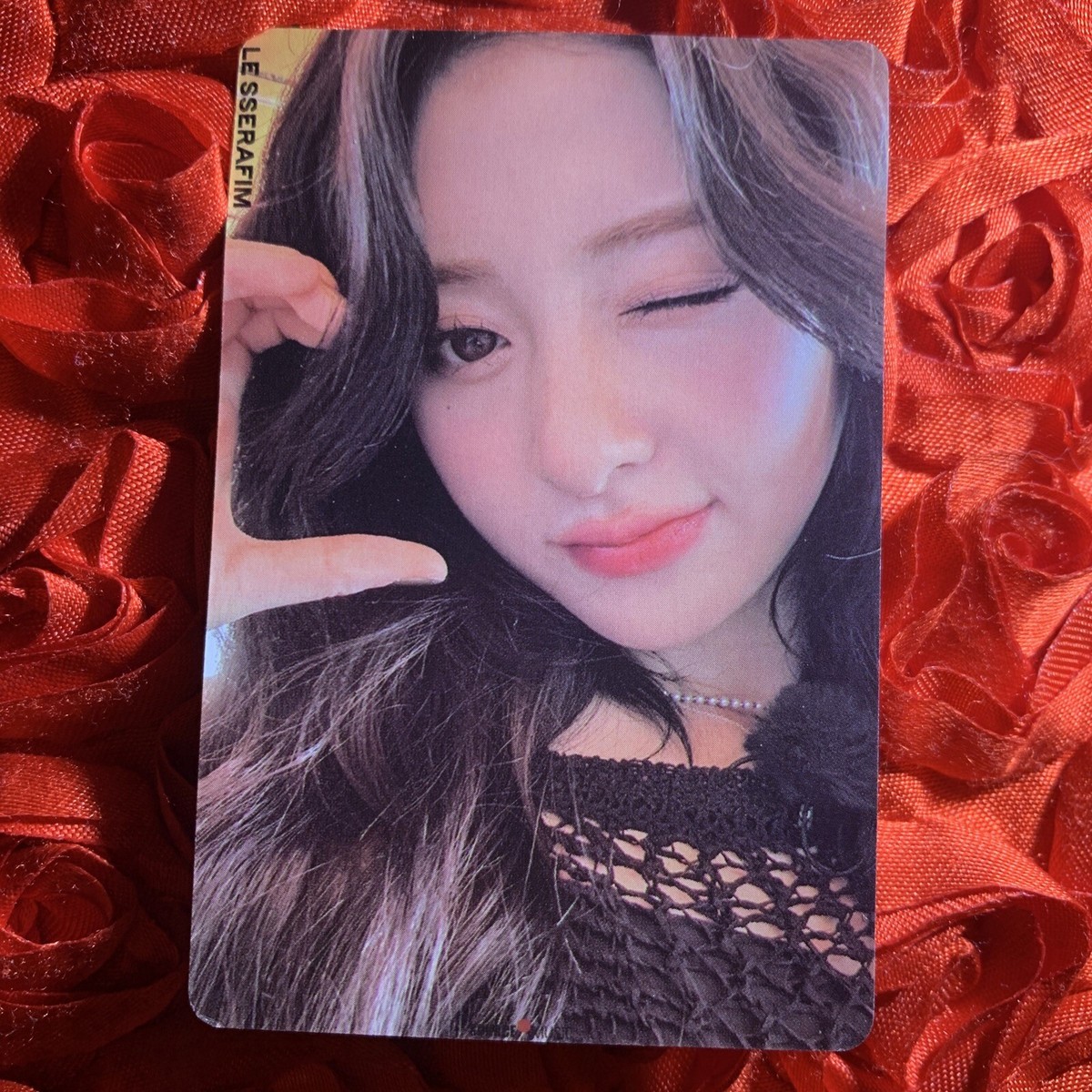 YUNJIN LE SSERAFIM T Blue Edition Celeb K-pop Girl Photo Card Wink