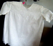 Antique 20s Baby Dress Sheer White voile Cotton h made emb/ ery label size2 2
