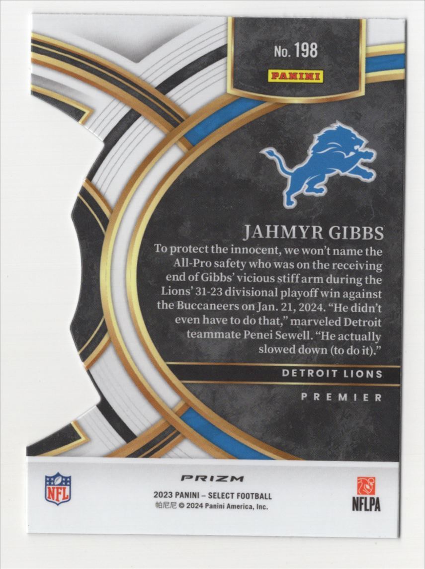 2023 Panini Select Silver Die-Cut Prizm RC Jahmyr Gibbs