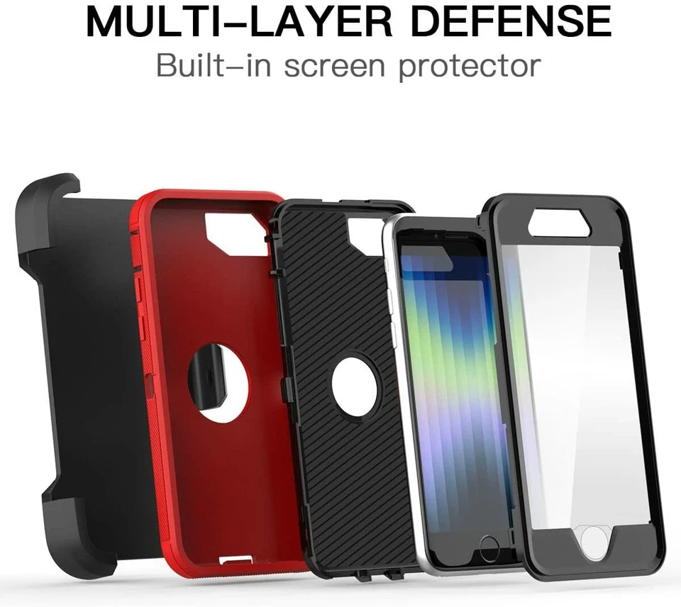 Funda protectora a prueba de golpes con clip para cinturón + protector de pantalla para iPhone 7 8 Plus SE 2/3 Foto 3 de 4