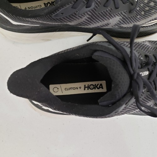 Hoke One One Mens Clifton 9 Sneakers Size 12 Black Mesh Athleisure Workout Gym - Picture 7 of 13