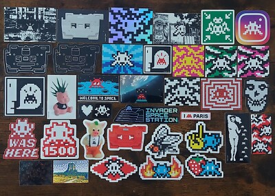 36x Invader Space Station Aufkleber Sticker 