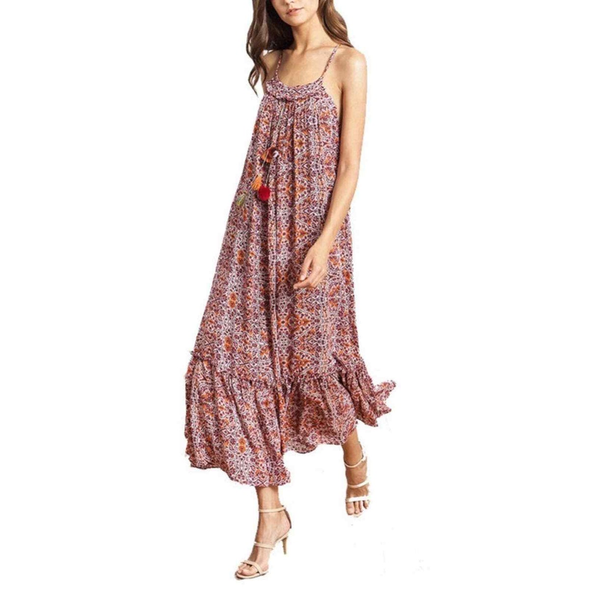 chinese dress ladies Knit maxi with pom poms  MyMothersArmoire
