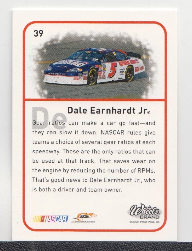 DALE EARNHARDT JR. : 2009 - WHEELS ELEMENT NNS - CARD No. # 39 - Image 2 of 2