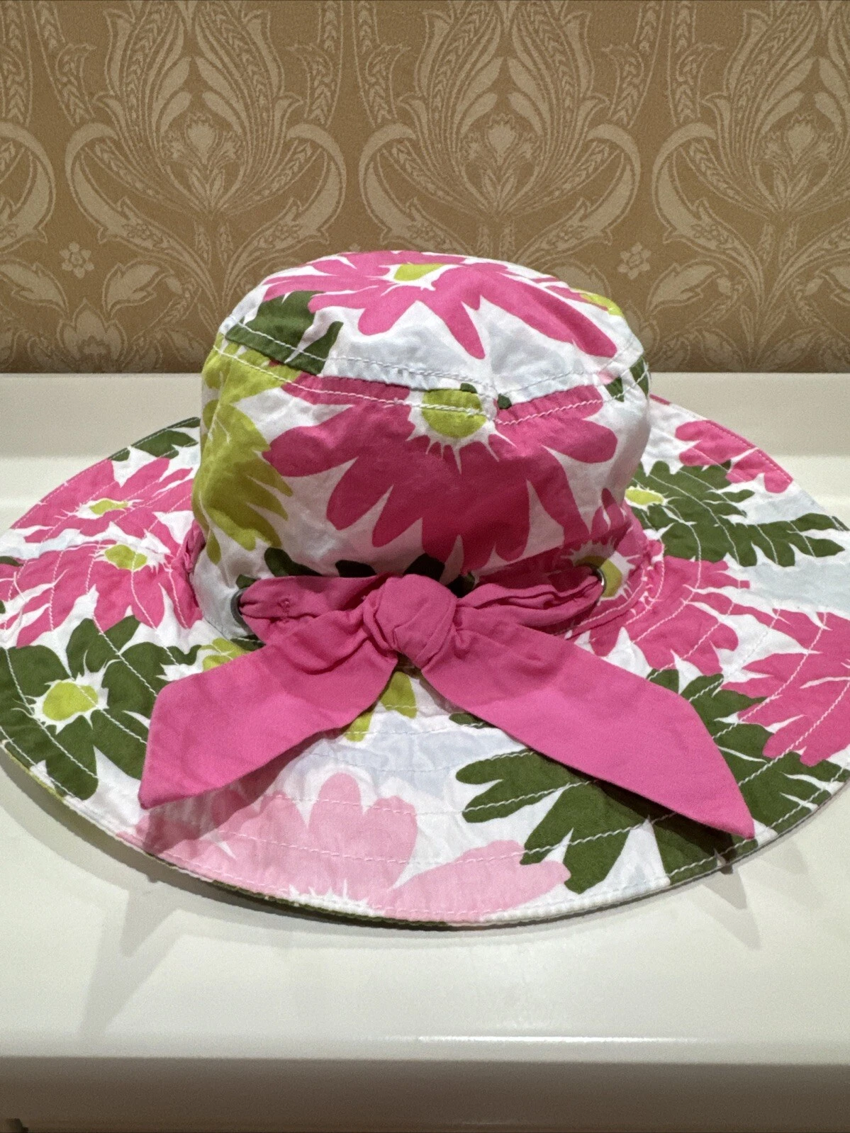 Gymboree Girl's Size 5-7 Floral Sun Wide-Brim Hat Swim Shop Collection
