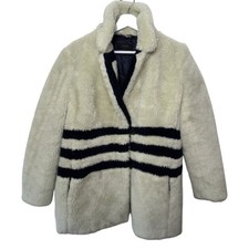 J Crew Cream Yuma Teddy Faux Fur Stripe Coat - Size S