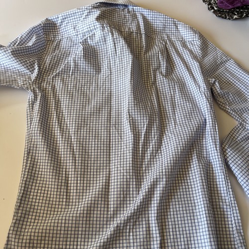 Tailor & Cutter George Mens Shirt 14 Reg White With Blue Check 36” Chest - Picture 8 of 9
