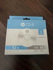 5 Pack HP CD-R in Slim Jewel Case, 52x- 700MB Data- 80min Music. New