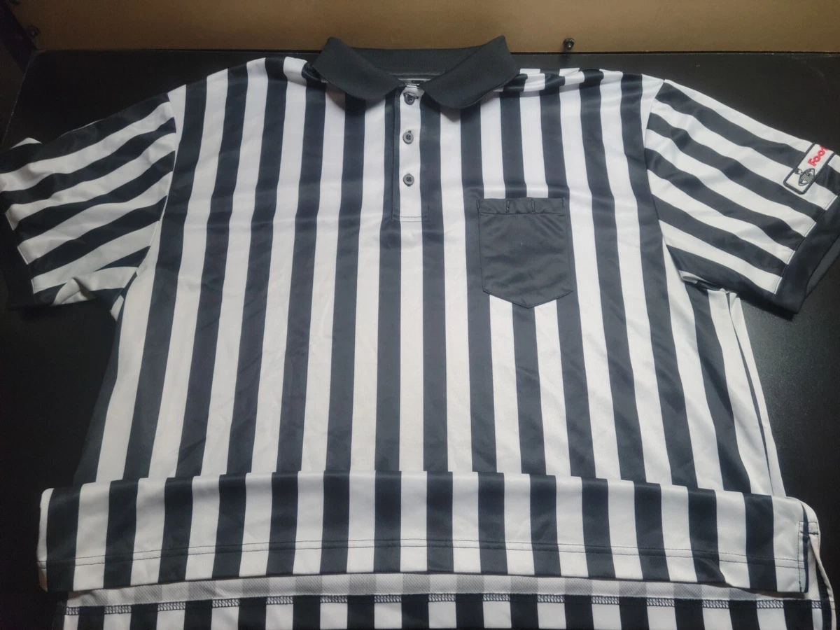 Foot Locker Employee Uniform Shirt Referee Polo Medium L Black White  Stripes