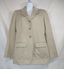 TOMMY HILFIGER Womens Size 6 Khaki Cotton Blend Lined Jacket Blazer