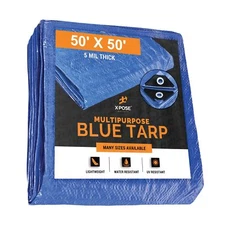 Better Blue Poly Tarp 50' x 50' - Multipurpose Protective Cover - Lightweight...