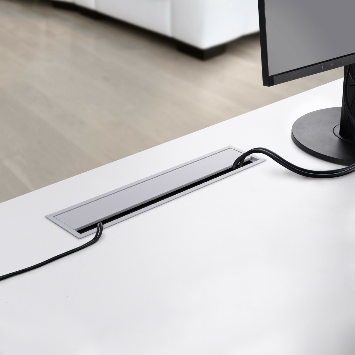 Kwmobile Placca Passa-cavi - 4x Coperture Spazzola Passaggio Fili - Foto 6