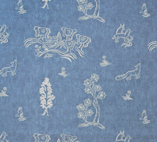 ANDREW MARTIN CURTAIN FABRIC DESIGN Friendly Folk Outdoor 3.6 METRES BLUE