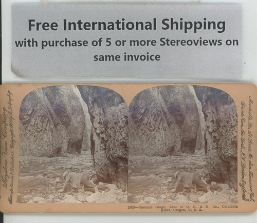 Oneonta Gorge Columbia River ODER Oregon Keystone USA Stereoview - Bild 2 von 2