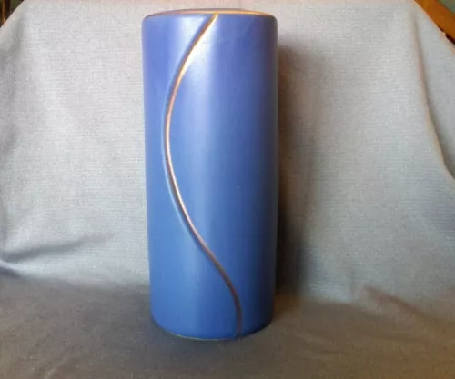 Vintage Arts & Craft Large Blue Purple Matte Pottery Vase 10"