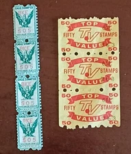 4 Eagle Savings Stamps and 3 Top Value TV Stamps OG NH Unused