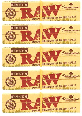 5x Raw Classic King Size Rolling Papers Connoisseur w/tips 5 PKS  USA SHIPPED!