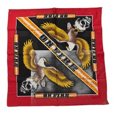 Vintage 80s USA Biker Bandana Handkerchief Eagle On Fire USA MADE