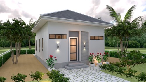 20x26 Feet Tiny House Plans 6x8 Meter 1 Bed 1 Bath Hip Roof (A4 Hard Copy) - Picture 2 of 7