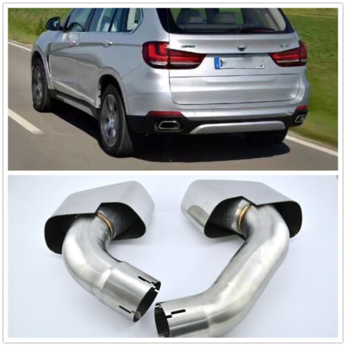 Pair Steel Rear Bumper Exhaust Tip Muffler Pipes For BMW F15 X5 E70 2014-15 B101 - Picture 1 of 6