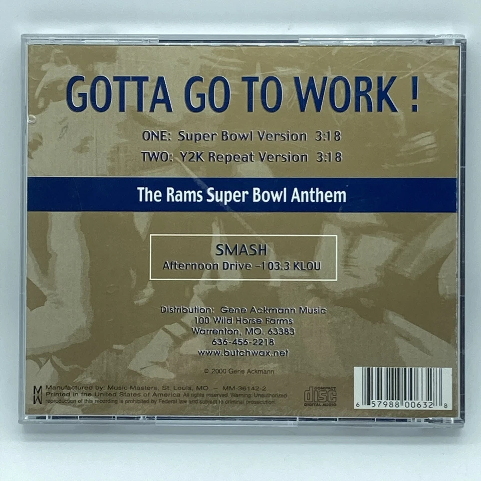 Smash "Gotta Go To Work!" CD OOP 2000 103.3 KLOU радио St. Louis Rams гимн - Изображение 2 из 4