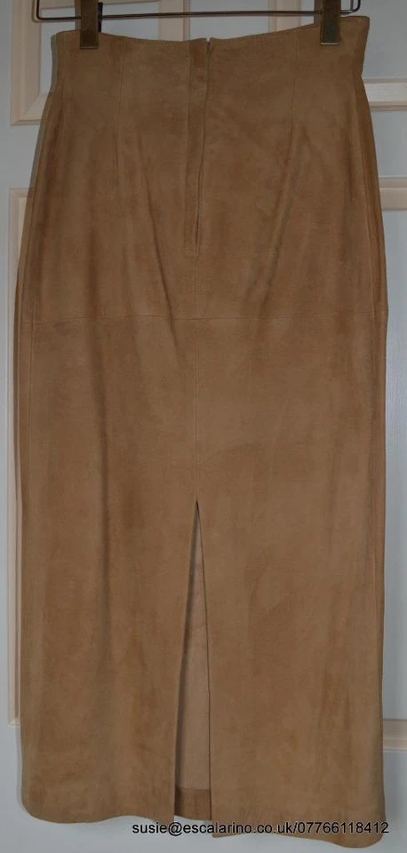 Goat Suede Long Pencil/Straight Skirt in Sand Made To Measure Fit UK 8-10 - Image 4 of 4
