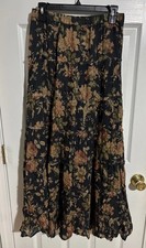 Vtg Denim Supply Co Ralph Lauren Dark Floral Tiered Maxi Skirt S/P Peasent
