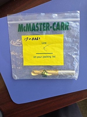 TIN-Coated High Speed Steel, 31/64'' Size.3-3/4'' Overall Length Mcmaster :2908A61