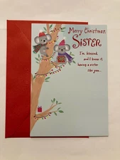 Hallmark Heartline Christmas Cards/Envelopes ~ Merry Christmas Sister