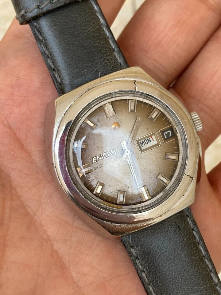 RELOJ ENICAR VINTAGE AUTOMÁTICO OCEAN PEARL AÑOS 60 HECHO EN SUIZA 25 JOYAS RARO FUNCIONA Foto 2 de 4