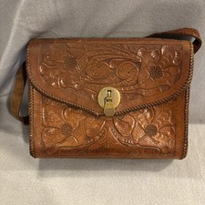 Vintage 1970's tooled leather Hippie purse