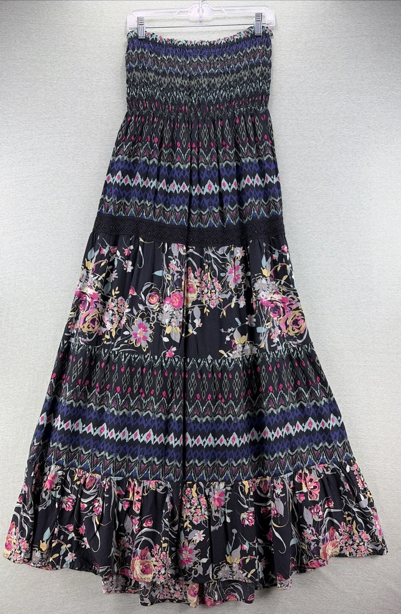 chinese dress ladies Xhilaration Floral Off the Shoulder Drawstring Waist Maxi Dress- Size  The  Saved Collection