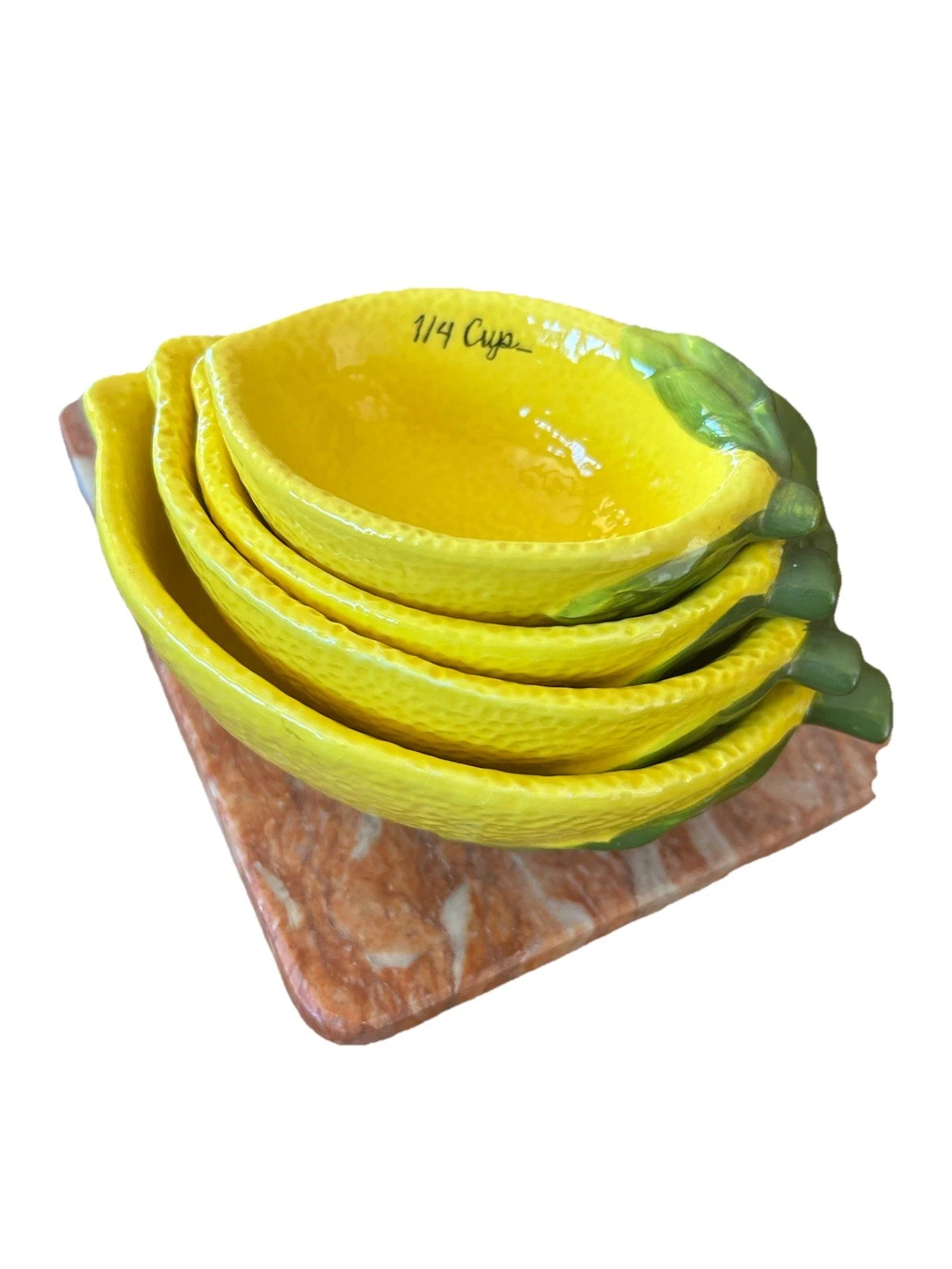 World Market Lemon Ceramic Measuring Cups 1, 1/2, 1/3, 1/4 Cups