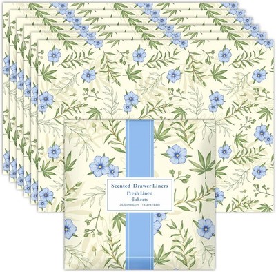 Fresh Linen Drawer Liners Shelf Liners, 14.3 X 19.6 Inch 6 Sheets, Scented Drawe