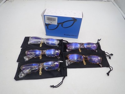 Henotin 5-Pack Reading Glasses Blue Light Blocking Anti Eyestrain Mix Color, 1.0